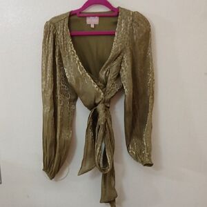 Nwot Show Me Your MuMu Olive Wrap Blouse